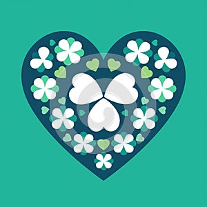 Colorful Clover Heart Composition for St. Patrick's Day Celebration and Luck - Generative AI