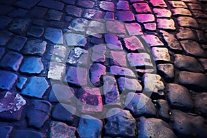 Colorful cobblestone street in Prague, Czech Republic,  Abstract background