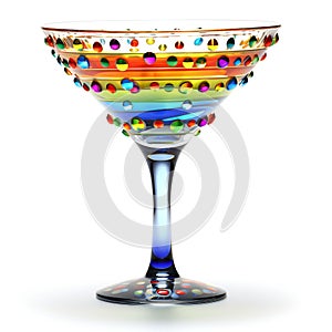 Colorful cocktail in a martini glass isolated on white background