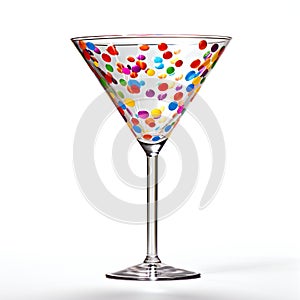 Colorful cocktail in a martini glass isolated on white background