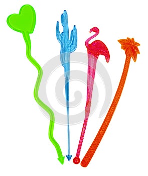 Colorful cocktail stirrers