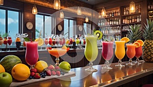 Colorful Cocktails at Bar