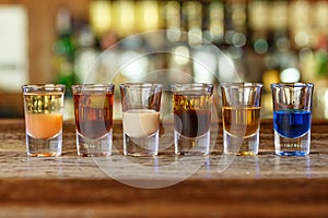 Colorful cocktails on the bar counter