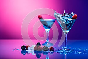 Colorful cocktails garnished with berries photo