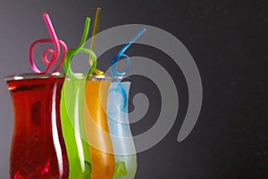 Colorful coctails with straw, summer