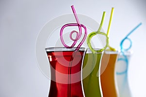 Colorful coctails with straw, summer