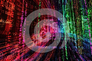 Colorful Code Lines on Black Background Displayed on Computer Screen