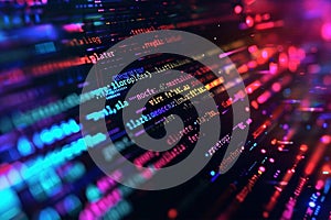 Colorful Code Lines on Black Background Displayed on Computer Screen