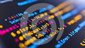 Colorful Code Lines On A Dark Screen Display