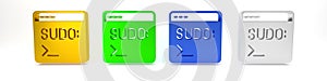 Colorful Code terminal icon isolated on white background. Browser window with command line. Command panel. Programming