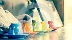 Colorful Coffee Cup In Vintage Cross Process Color Tone : Select