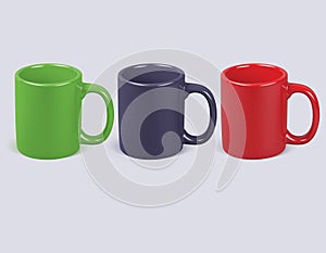 Colorful coffee cups isolated. Realistic vector