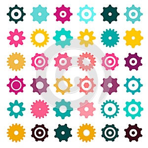 Colorful Cogs - Gears. Vector Cog Gear Icons Set