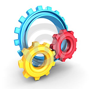 Colorful Cogwheel Gears on white background