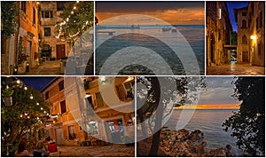 A colorful collage of beautiful places in cozy and quiet town Porec