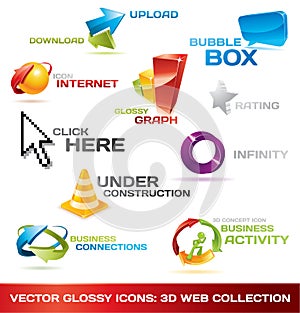 Colorful collection of 3d web icons