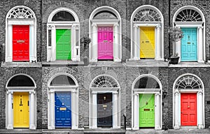 Colorful collection of doors in Dublin Ireland