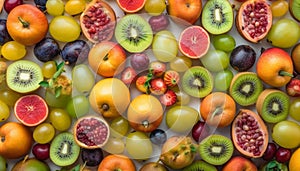 Colorful collection of fresh, ripe fruit for healthy eating lifestyle generated by AI