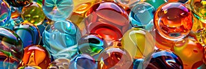 A colorful collection of marbles with a rainbow of colors