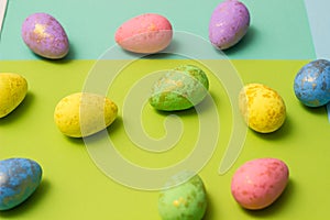 A colorful collection of patterned easter eggs
