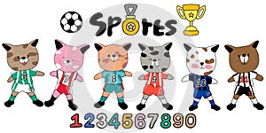A colorful collection Sports Football & Cats 2