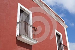 Colorful colonial balconies in Valladolid, Mexico photo