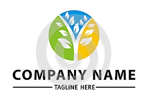 Colorful Color Circle Negative Leaf Logo Design