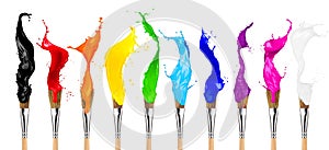 Colorful color splash paintbrush row photo