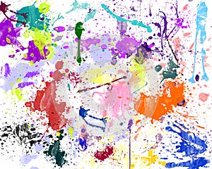 Colorful color splash on white paper