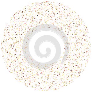 Colorful, colored random circles, dots, speckles and freckles concentric, circular and radial element. Pointillist, pointillism