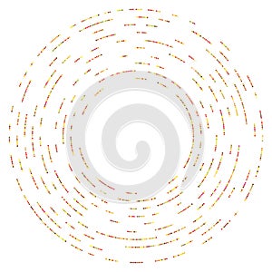 Colorful, colored random circles, dots, speckles and freckles concentric, circular and radial element. Pointillist, pointillism