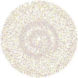 Colorful, colored random circles, dots, speckles and freckles concentric, circular and radial element. Pointillist, pointillism