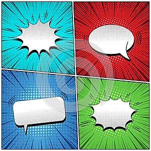 Colorful comic backgrounds set