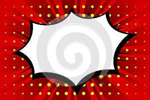 Colorful comic book background.Blank white speech bubbles Rays, radial dotted effects. Vector illustration in pop art style