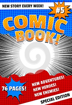 Colorful comic book cover template