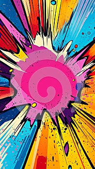 Colorful comic book explosion, dynamic abstract illustration. Pop art and creativity concept