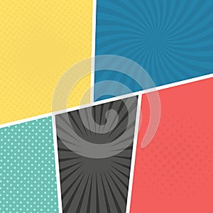 Colorful comic book page background in pop art style