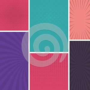 Colorful comic book page background in pop art style