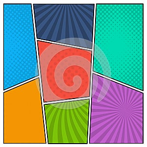 Colorful comic book page background in pop art style