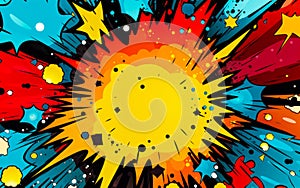Colorful Comic Book Style Explosion Background with Speech Bubbles Dots and Bang Effects in Pop Art Design