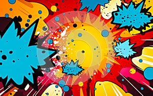 Colorful Comic Book Style Explosion Background with Speech Bubbles Dots and Bang Effects in Pop Art Design