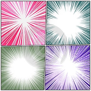Colorful comic explosive backgrounds composition
