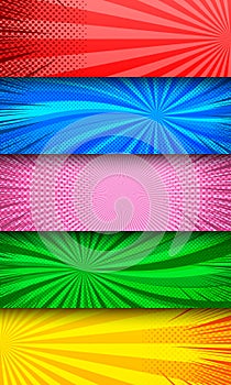 Colorful comic explosive horizontal banners