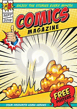 Colorful comic magazine cover template