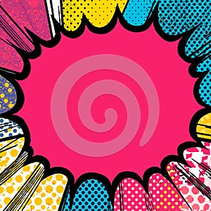 Colorful Comic Pop Art Background with Explosive Cartoon Elements