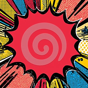 Colorful Comic Pop Art Background with Explosive Cartoon Elements