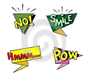 Colorful comic speech bubble set with text