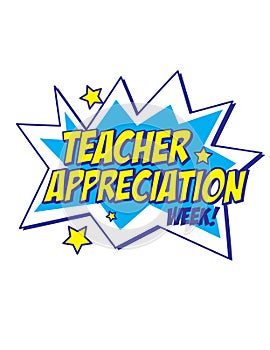 Colorful comic starburst teacher appreciation