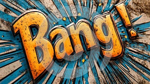 Colorful comic style bang text with dynamic explosion effect