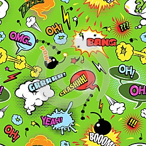 Colorful comics seamless bubbles pattern